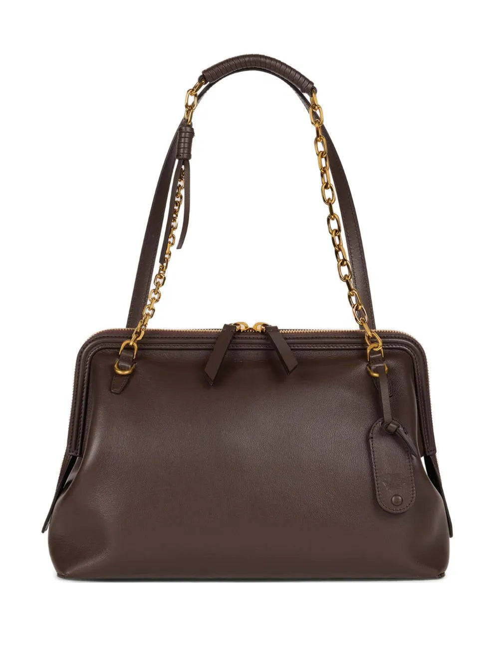 Etro Chain Trimmed Leather Shoulder Bag — Same as shown — Size One Size — Front View