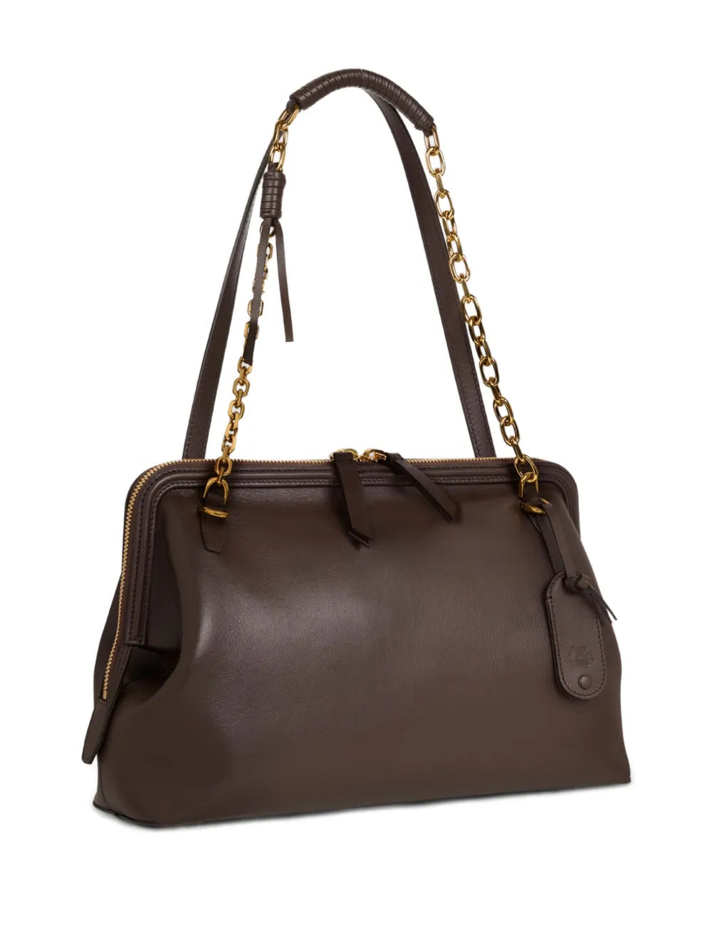 Etro Chain Trimmed Leather Shoulder Bag — Same as shown — Size One Size — Back View