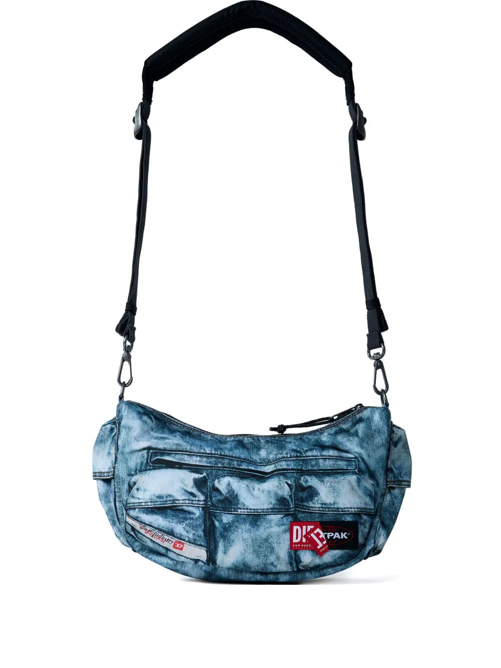 Diesel Logo Patch Denim Effect Shoulder Bag — Same as shown — Size One Size — Front View