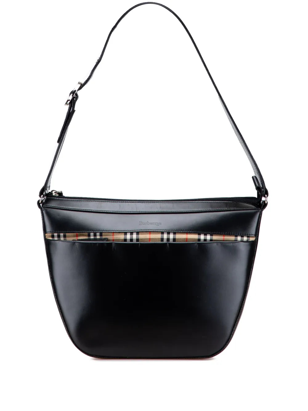Burberry Pre Owned 20Th Century House Check Trimmed Leather Shoulder Bag — Same as shown — Size One Size — Front View