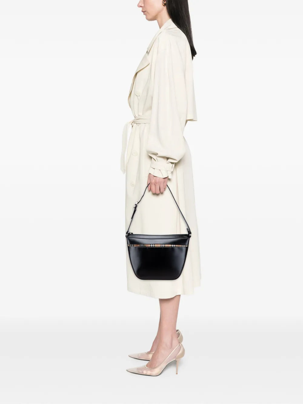 Burberry Pre Owned 20Th Century House Check Trimmed Leather Shoulder Bag — Same as shown — Size One Size — Side View