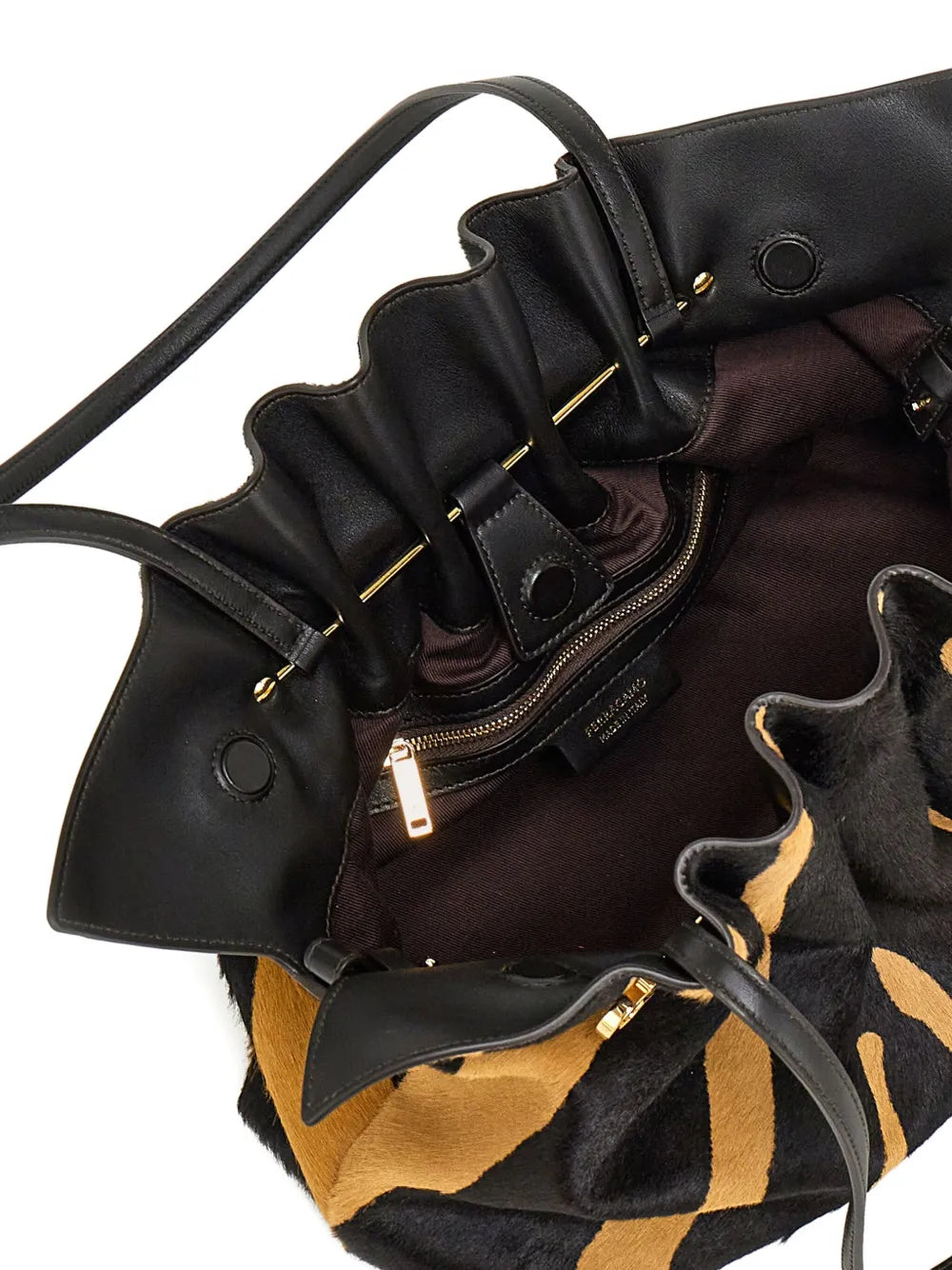 Ferragamo Medium Soft Animal Print Gancini Pin Shoulder Bag — Same as shown — Size One Size — Back View