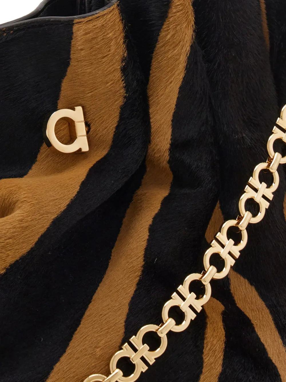 Ferragamo Medium Soft Animal Print Gancini Pin Shoulder Bag — Same as shown — Size One Size — Top View