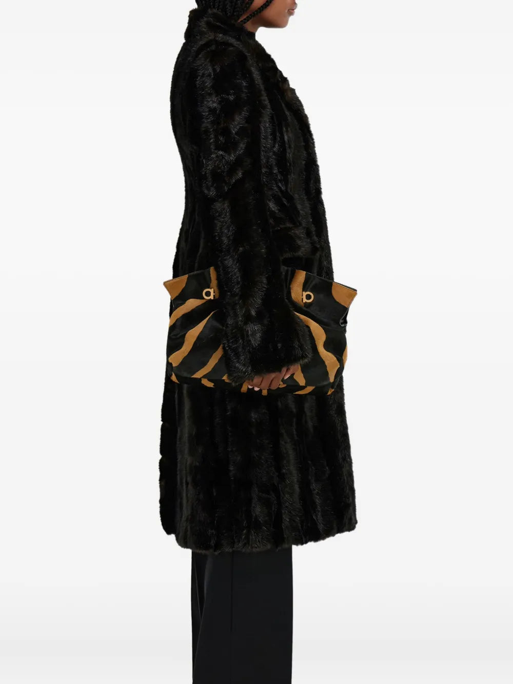 Ferragamo Medium Soft Animal Print Gancini Pin Shoulder Bag — Same as shown — Size One Size — Detail View