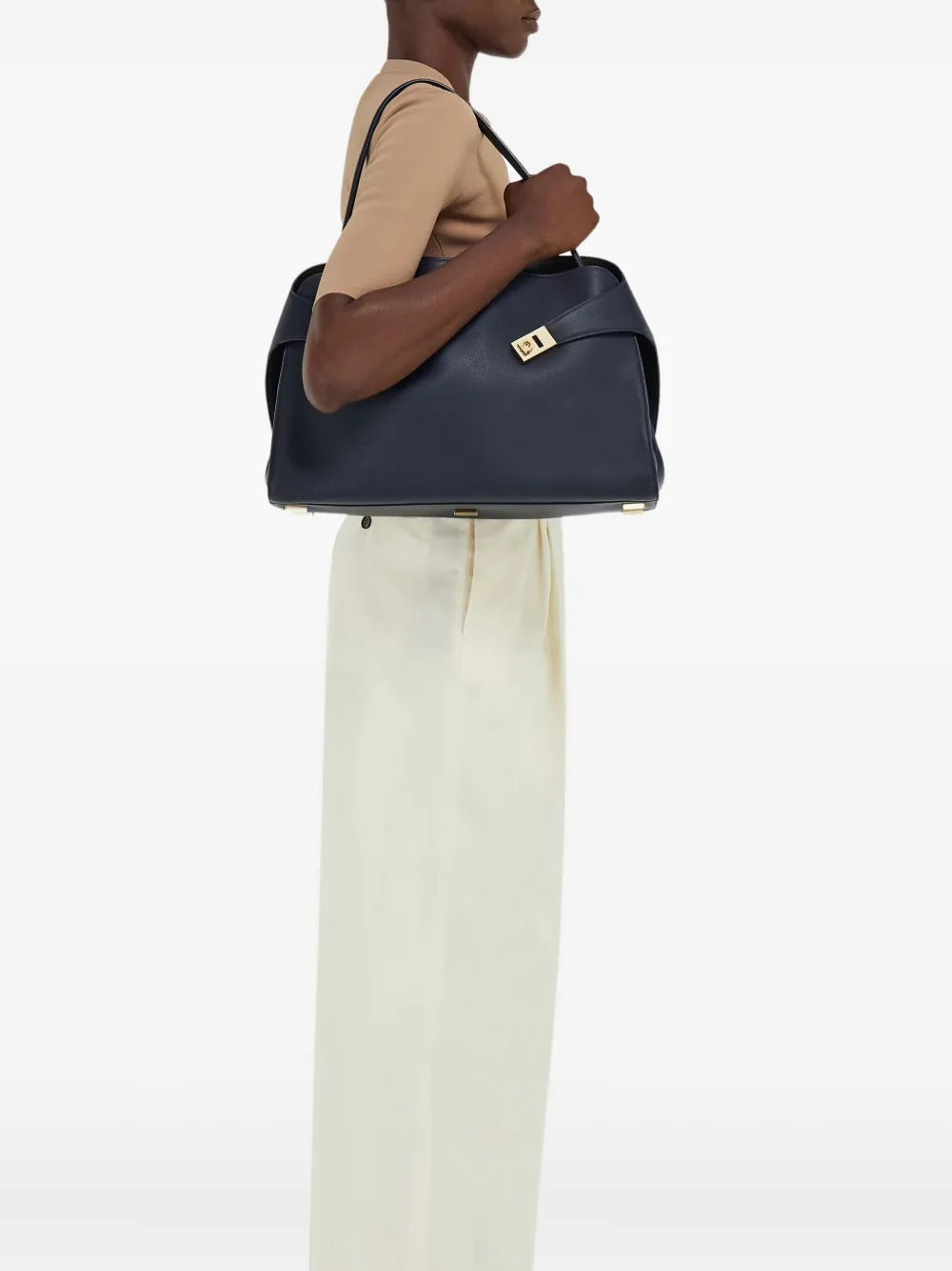 Ferragamo Large Hug Leather Shoulder Bag — Same as shown — Size One Size — Side View