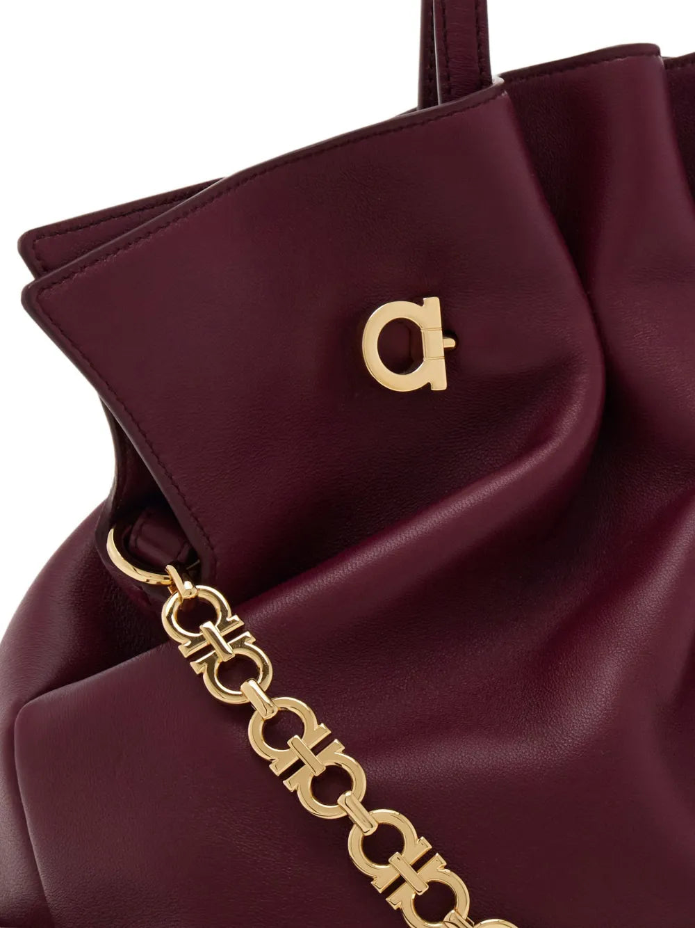 Ferragamo Medium Soft Double Gancini Shoulder Bag — Same as shown — Size One Size — Detail View