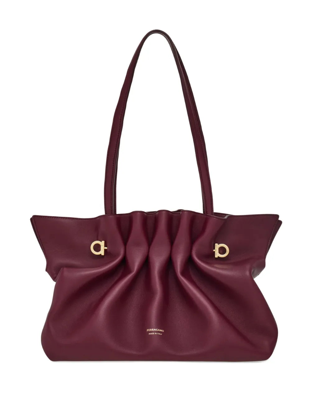 Ferragamo Medium Soft Double Gancini Shoulder Bag — Same as shown — Size One Size — Front View