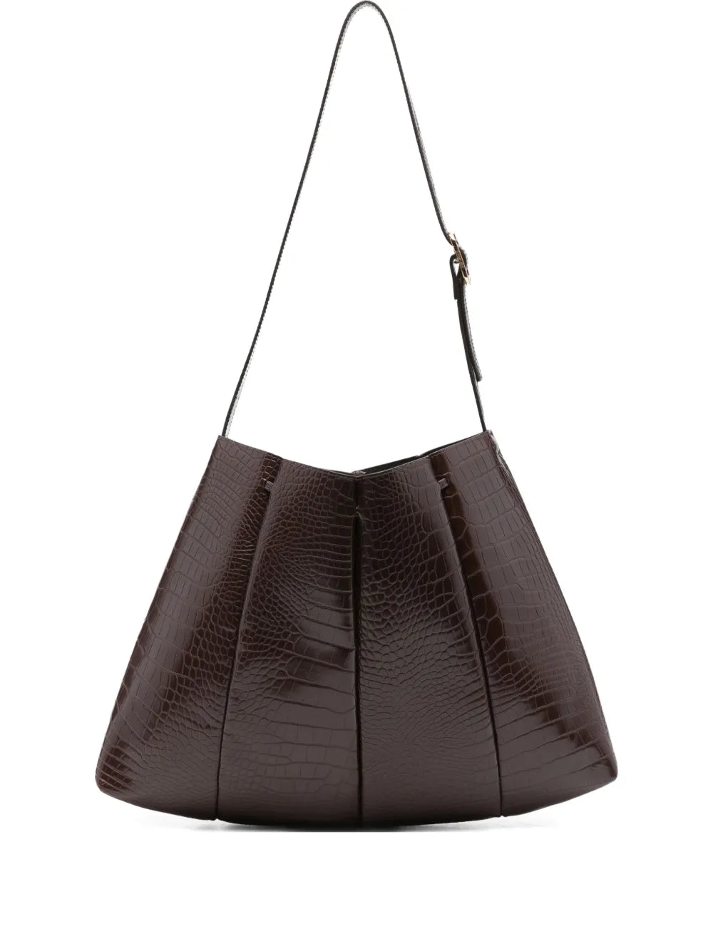 Themoire Crocodile Embossed Shoulder Bag — Same as shown — Size One Size — Front View