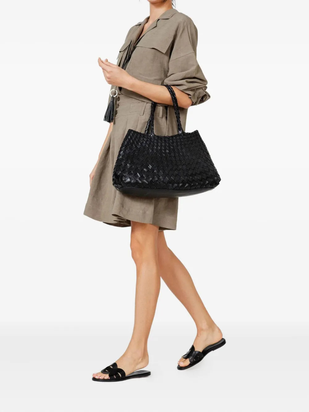 Dragon Diffusion Woven Leather Tote Bag — Same as shown — Size One Size — Side View