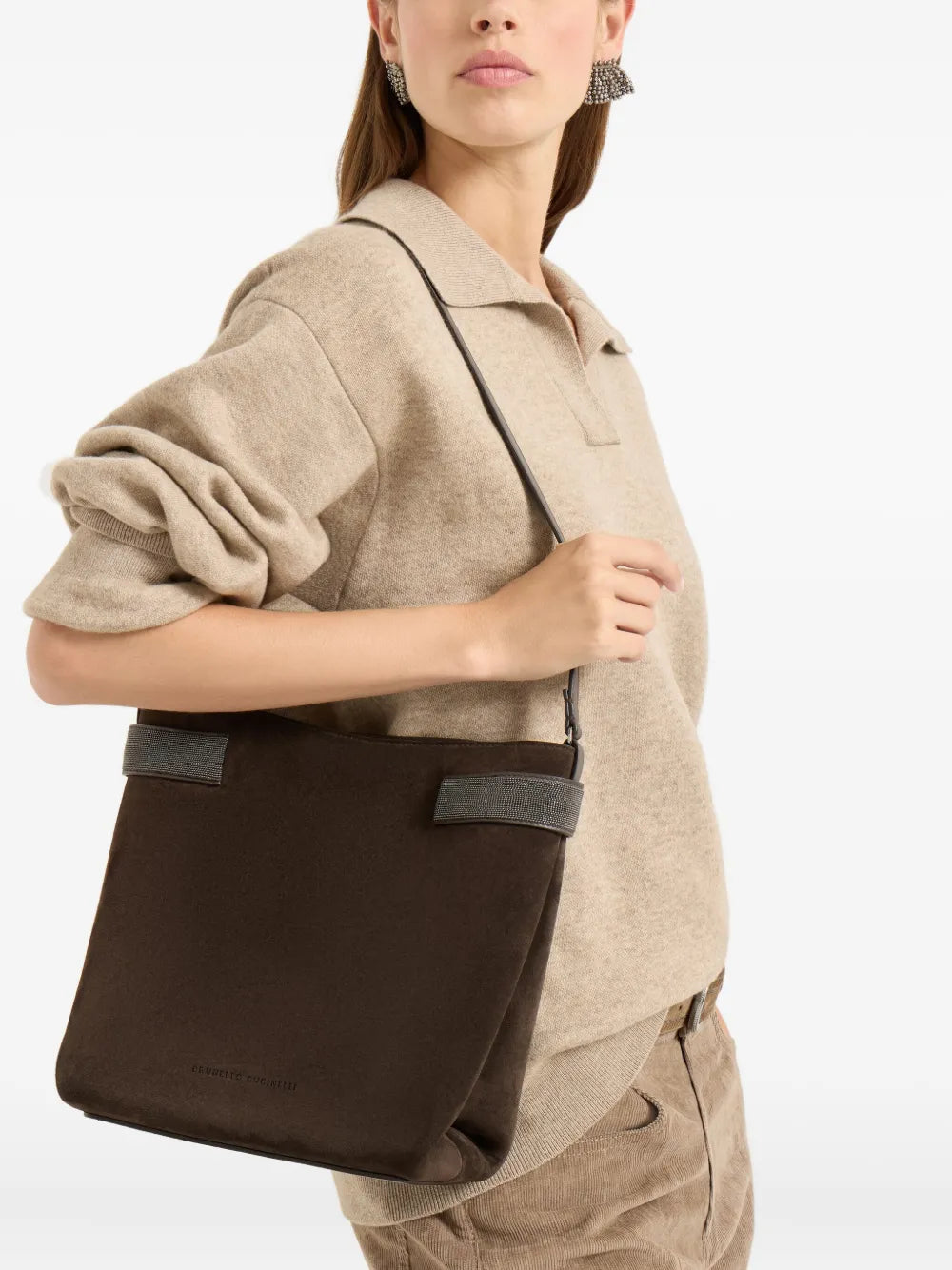 Brunello Cucinelli Monili Detail Shoulder Bag — Same as shown — Size One Size — Side View