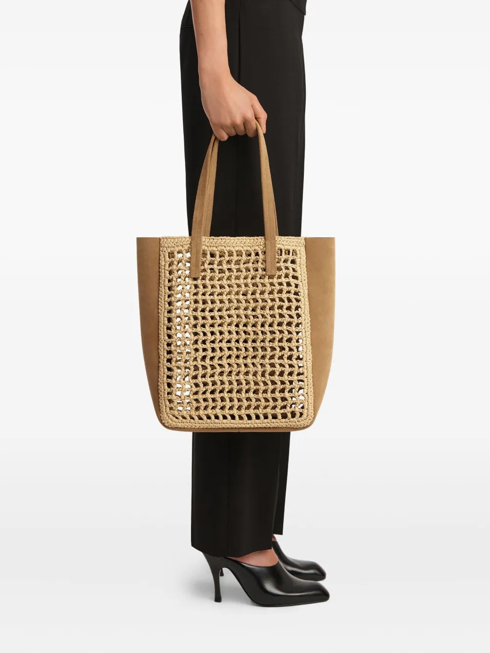 Khaite Small Zoe Woven Panel Tote Bag — Same as shown — Size One Size — Side View