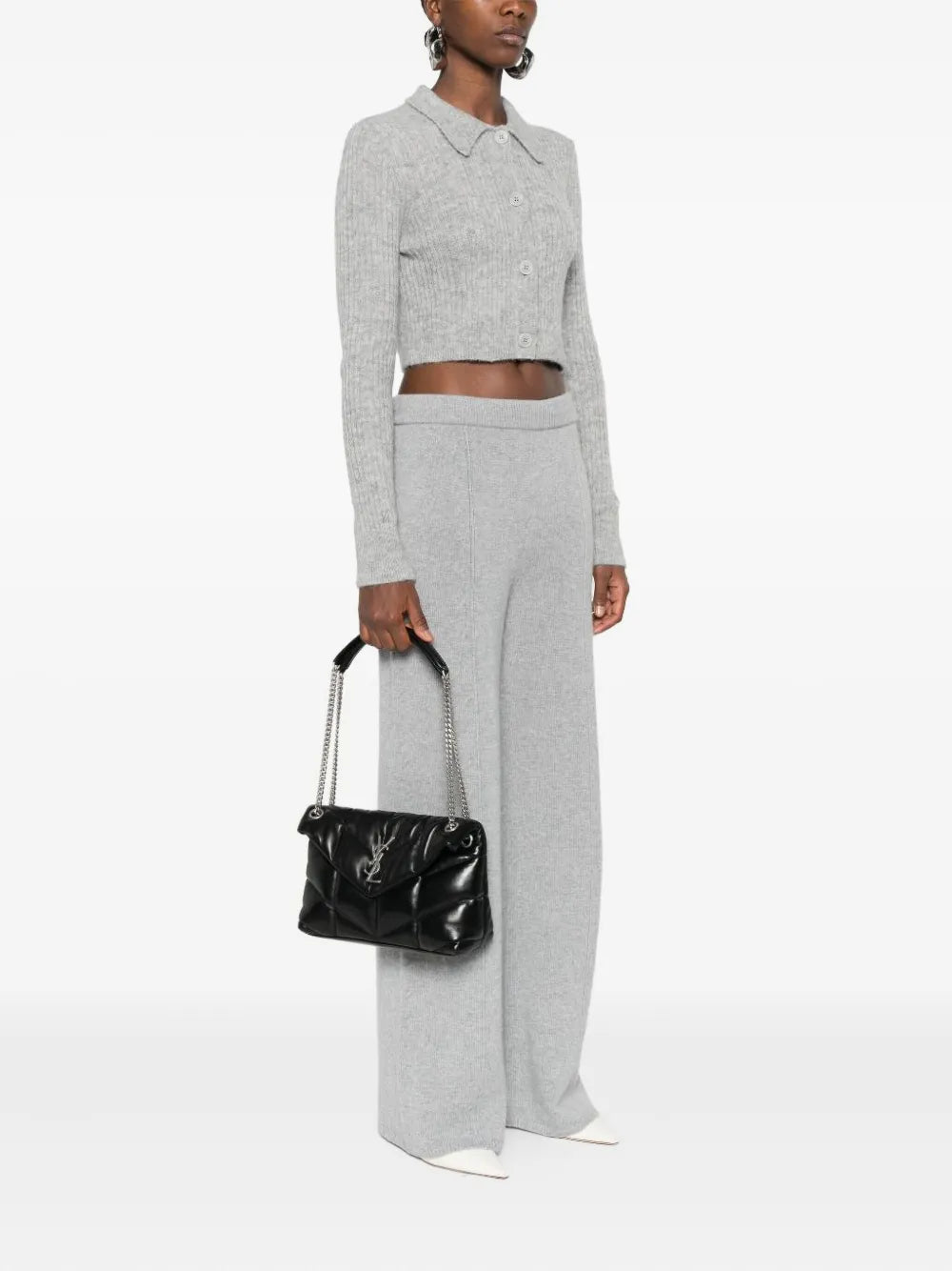 Saint Laurent Quilted Logo Plaque Shoulder Bag — Same as shown — Size One Size — Side View