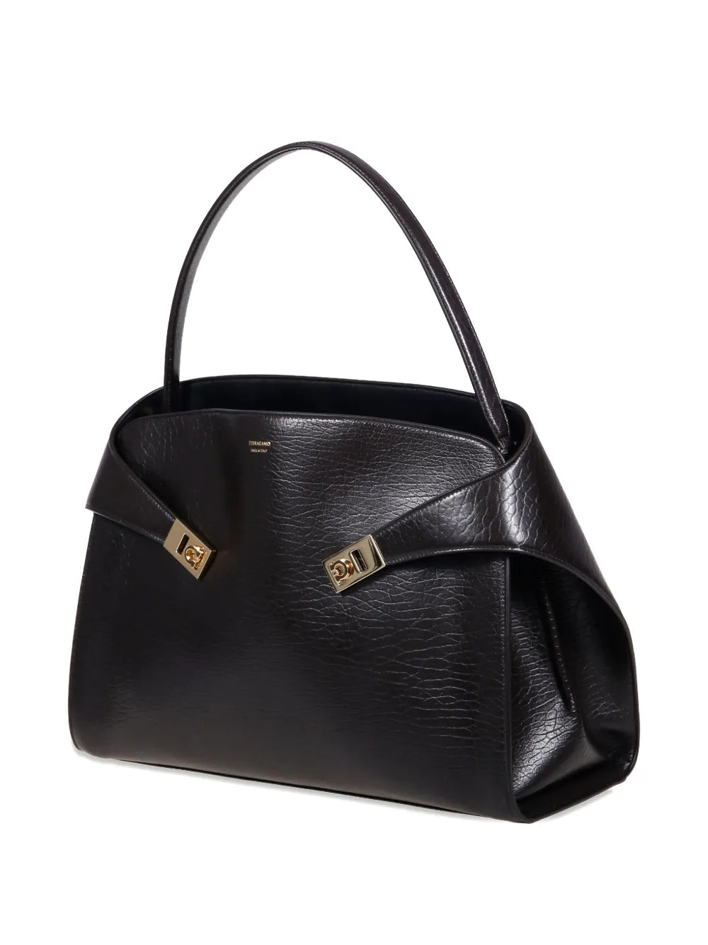 Ferragamo Buckled Leather Shoulder Bag — Same as shown — Size One Size — Back View