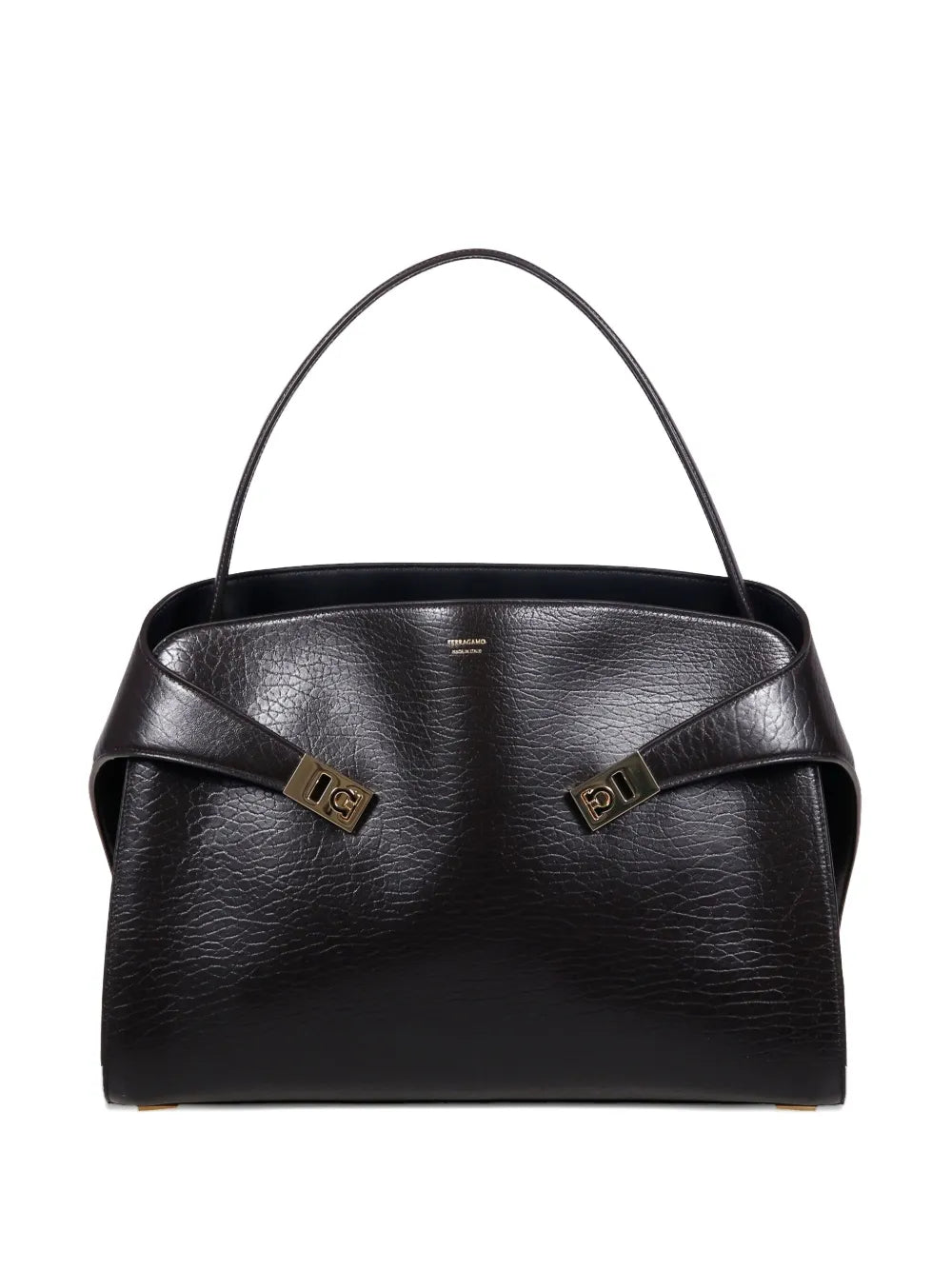 Ferragamo Buckled Leather Shoulder Bag — Same as shown — Size One Size — Front View
