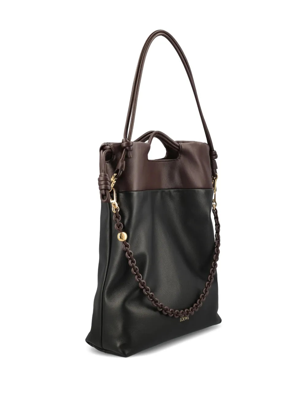 Loewe Chain Detail Leather Shoulder Bag — Same as shown — Size One Size — Back View