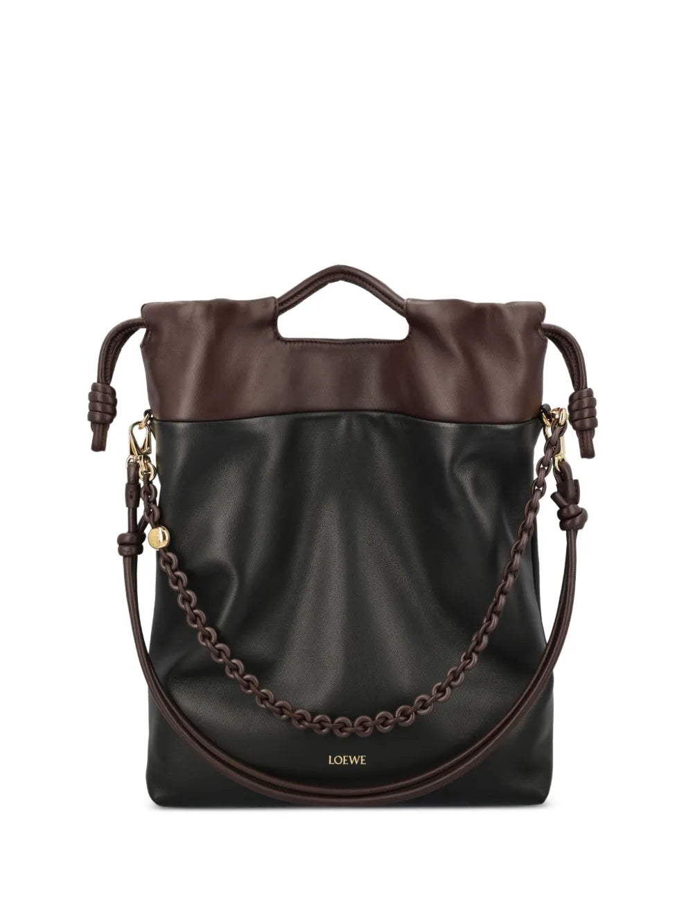 Loewe Chain Detail Leather Shoulder Bag — Same as shown — Size One Size — Front View