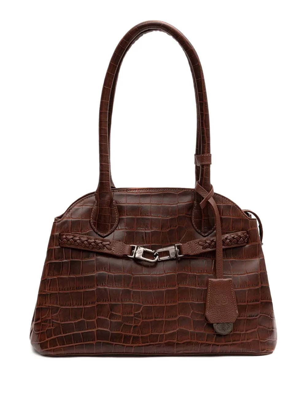 Isla Braided Crocodile Effect Shoulder Bag — Same as shown — Size One Size — Front View