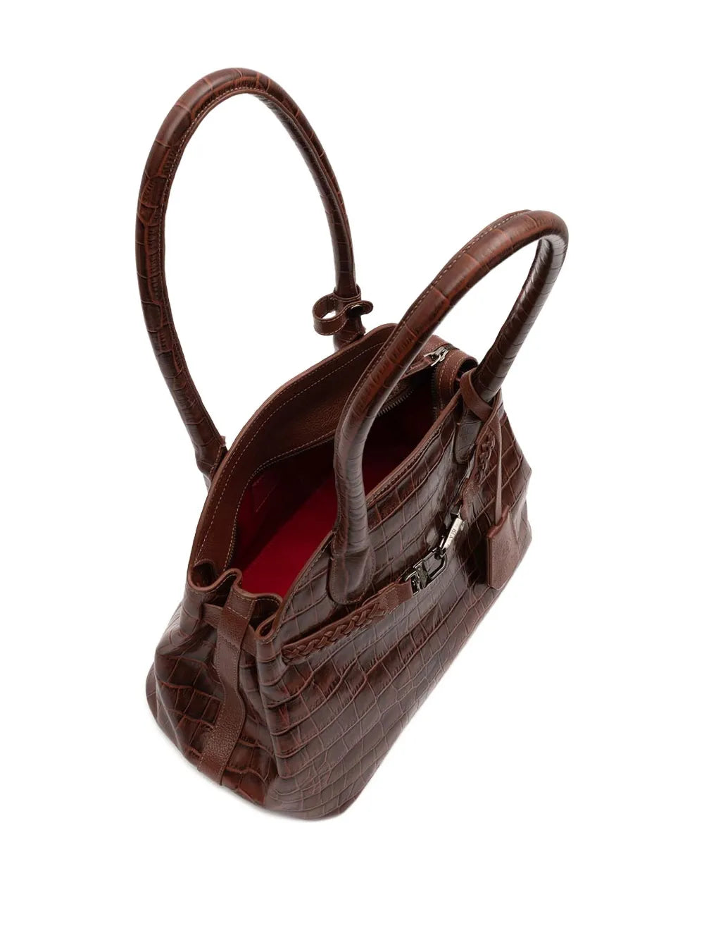 Isla Braided Crocodile Effect Shoulder Bag — Same as shown — Size One Size — Back View