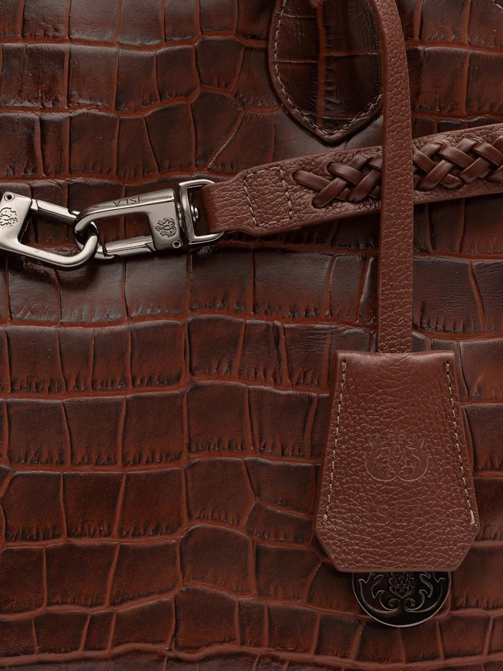 Isla Braided Crocodile Effect Shoulder Bag — Same as shown — Size One Size — Top View