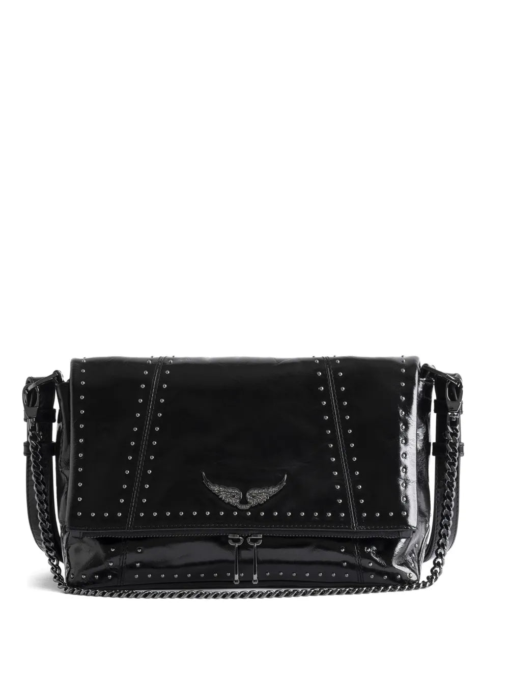 Zadigvoltaire Rocky Ii Studs Leather Shoulder Bag — Same as shown — Size One Size — Front View