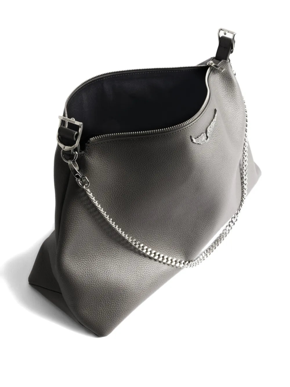 Zadigvoltaire Jim Grained Leather Shoulder Bag — Same as shown — Size One Size — Detail View