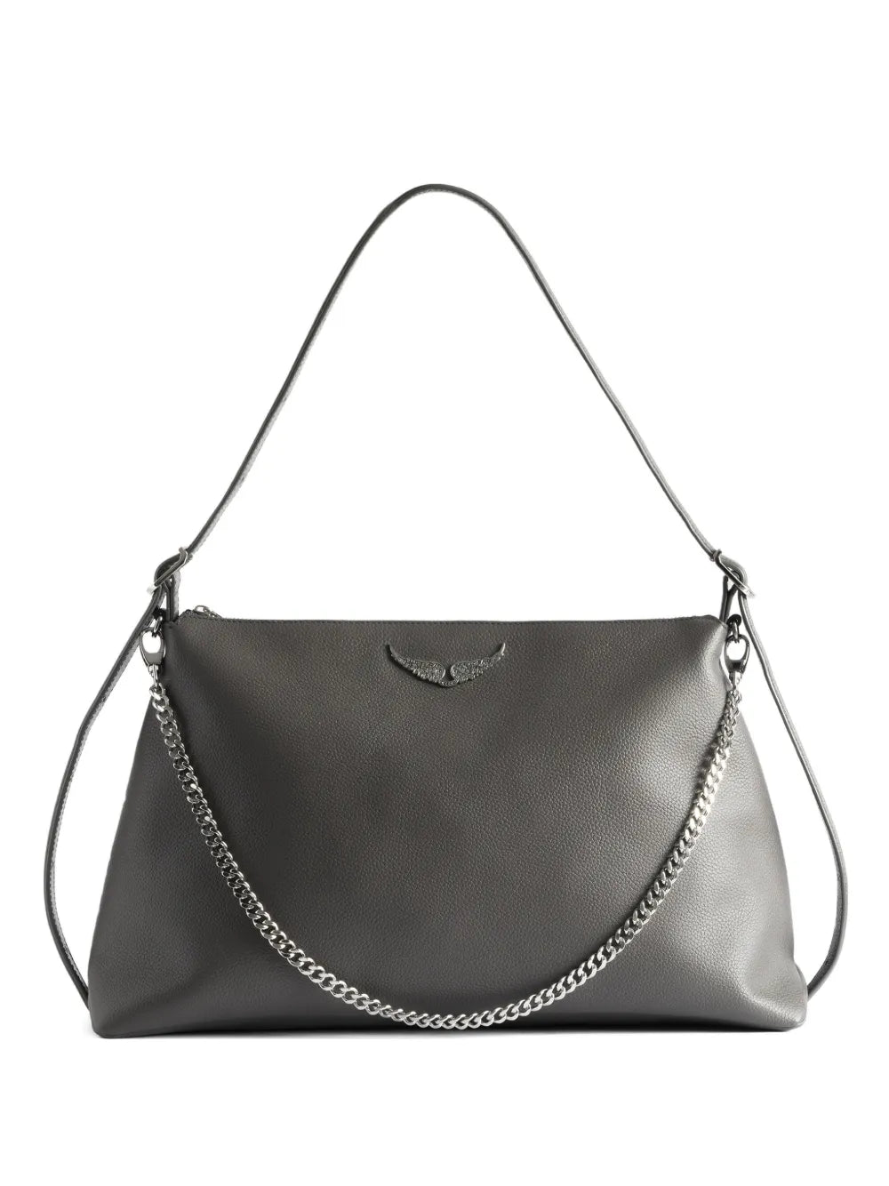 Zadigvoltaire Jim Grained Leather Shoulder Bag — Same as shown — Size One Size — Front View