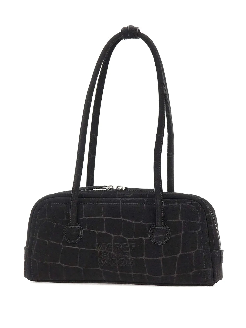 Marge Sherwood Soft Boston Croc Effect Suede Shoulder Bag — Same as shown — Size One Size — Front View