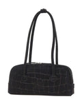Marge Sherwood Soft Boston Croc Effect Suede Shoulder Bag — Same as shown — Size One Size — Front View