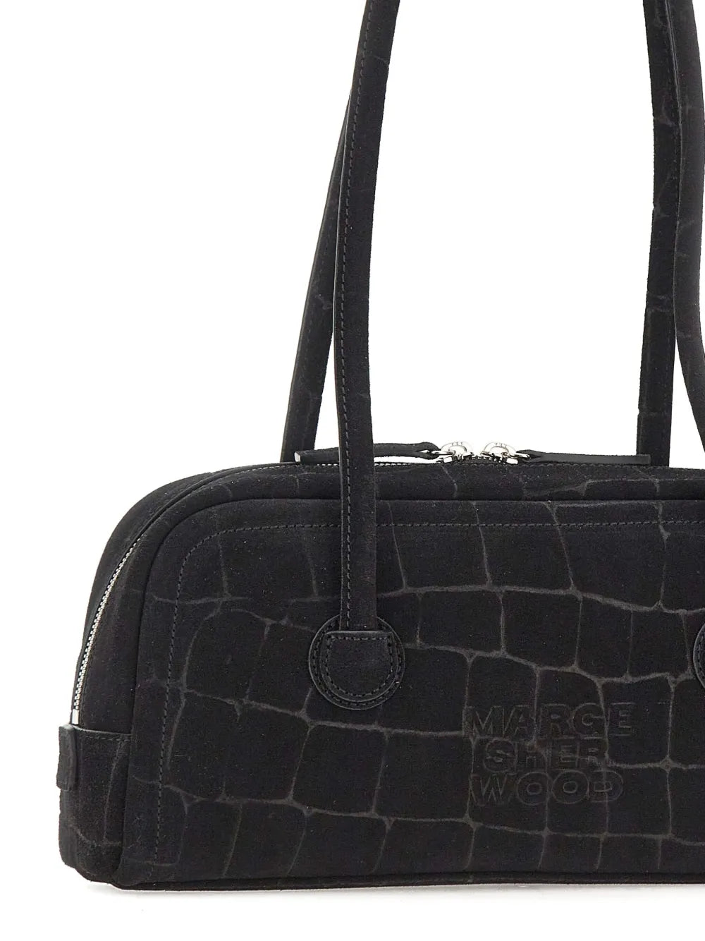 Marge Sherwood Soft Boston Croc Effect Suede Shoulder Bag — Same as shown — Size One Size — Detail View