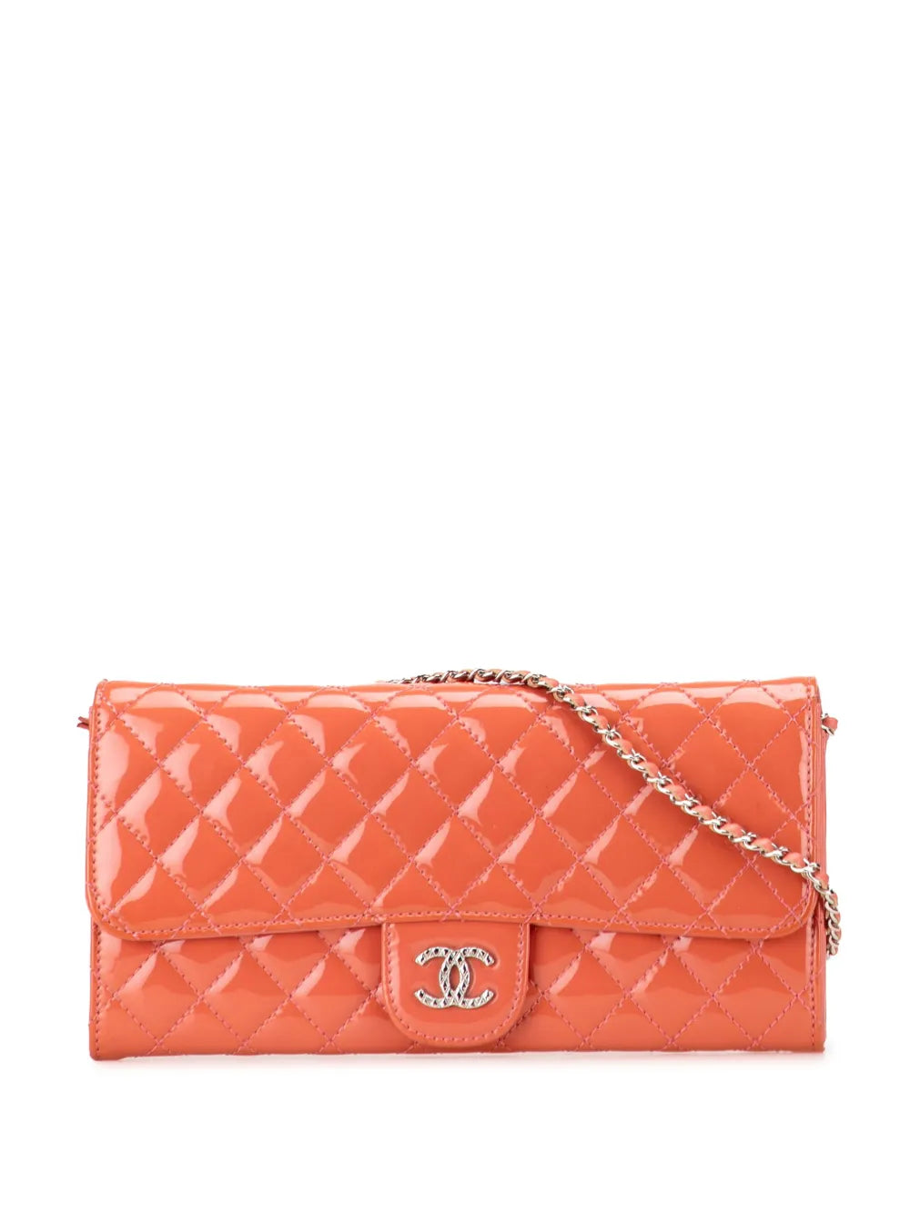 Chanel Pre Owned 2010 2011 Quilted Patent Brilliant East West Wallet On Chain Shoulder Bag — Same as shown — Size One Size — Front View