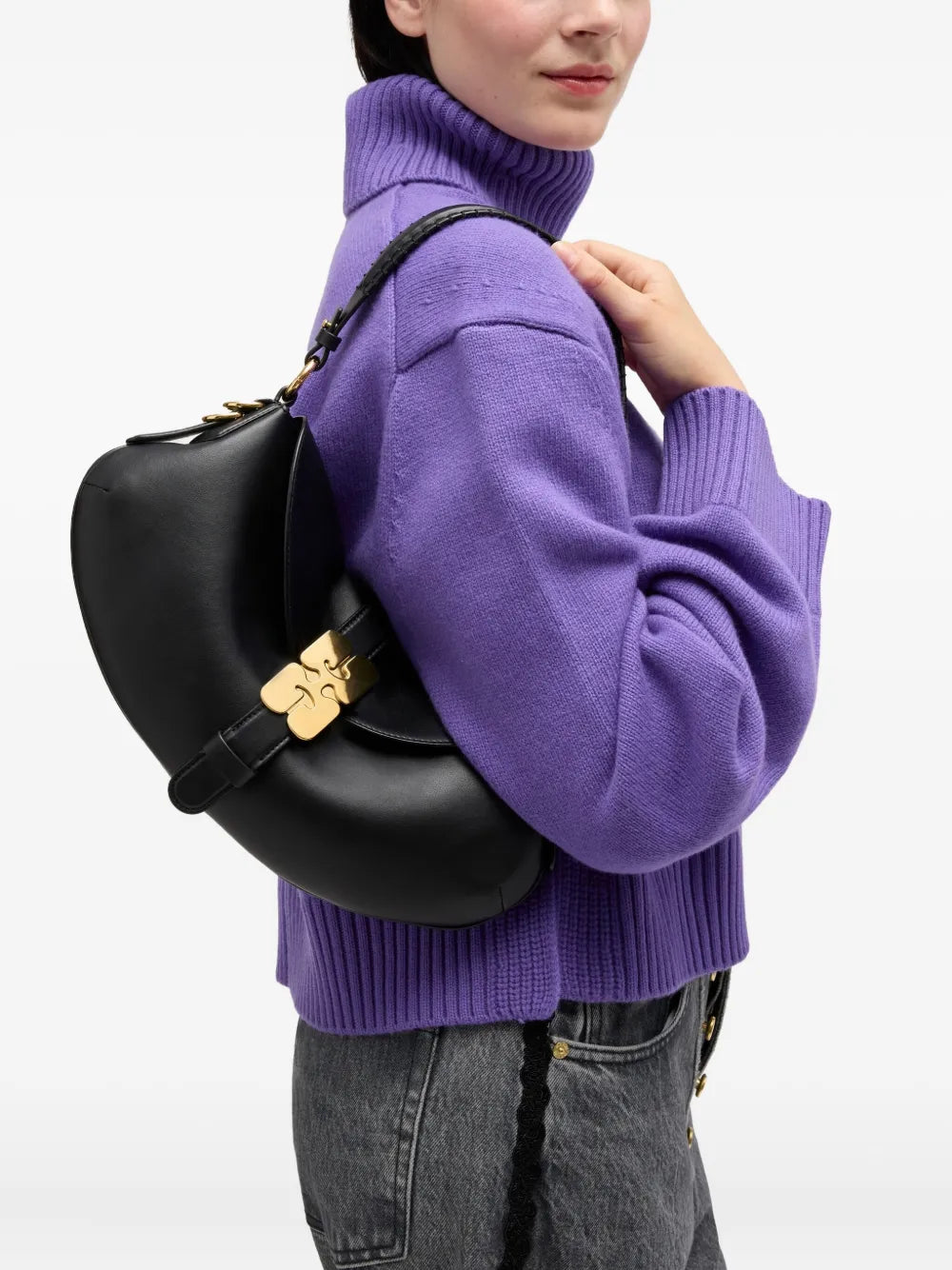 Ganni Buckle Shoulder Bag — Same as shown — Size One Size — Side View