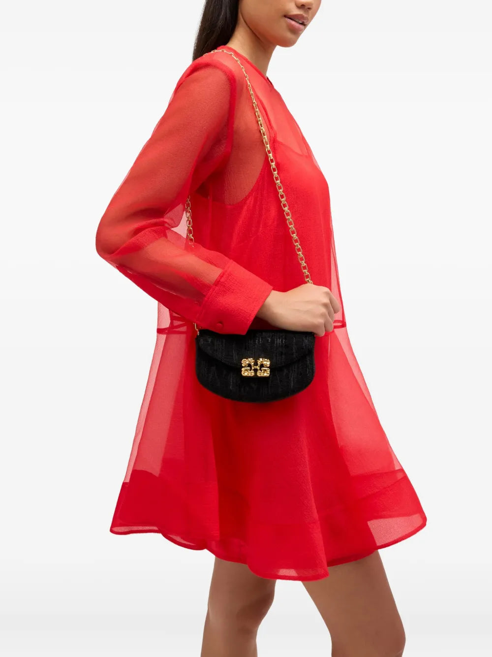 Ganni Textured Shoulder Bag — Same as shown — Size One Size — Side View