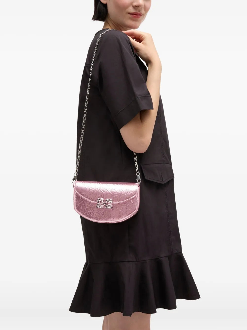 Ganni Chain Shoulder Bag — Same as shown — Size One Size — Side View