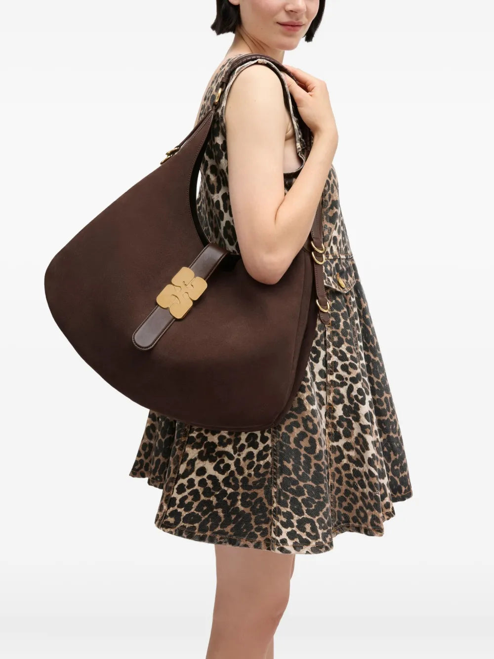 Ganni Logo Plaque Shoulder Bag — Same as shown — Size One Size — Side View