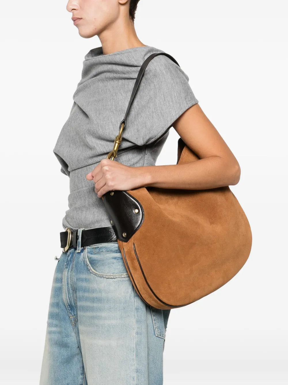 Mulberry Suede Shoulder Bag — Same as shown — Size One Size — Side View