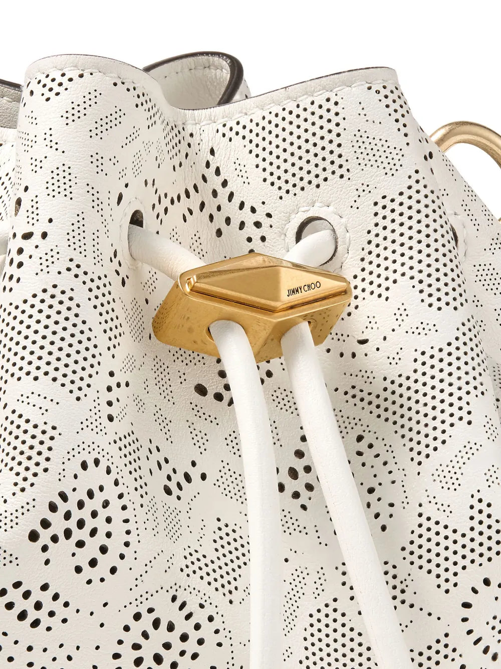 Jimmy Choo Small Cinch Perforated Lace Drawstring Shoulder Bag — Same as shown — Size One Size — Detail View
