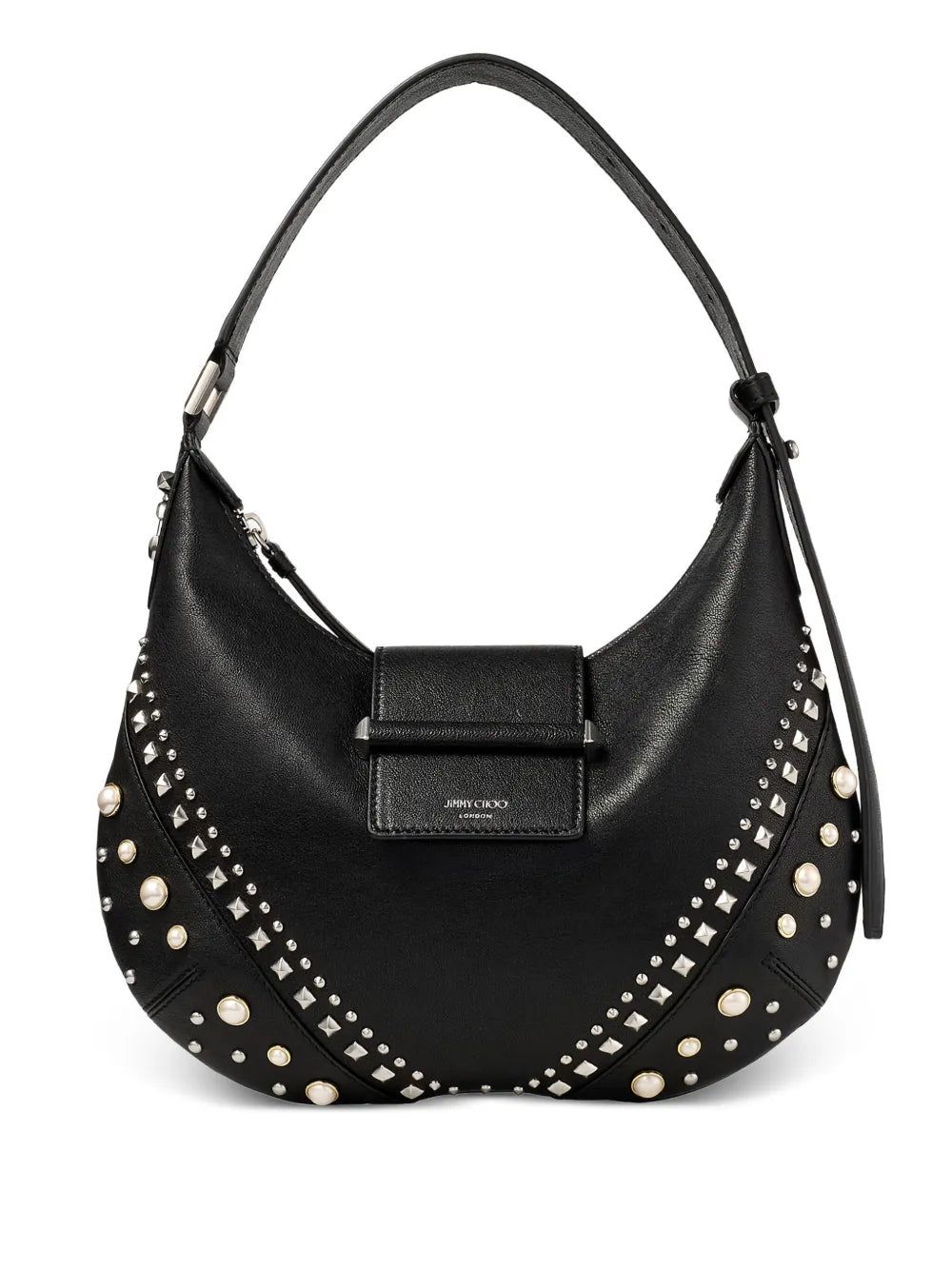 Jimmy Choo Small Bar Hobo Studded Pearl Shoulder Bag — Same as shown — Size One Size — Front View