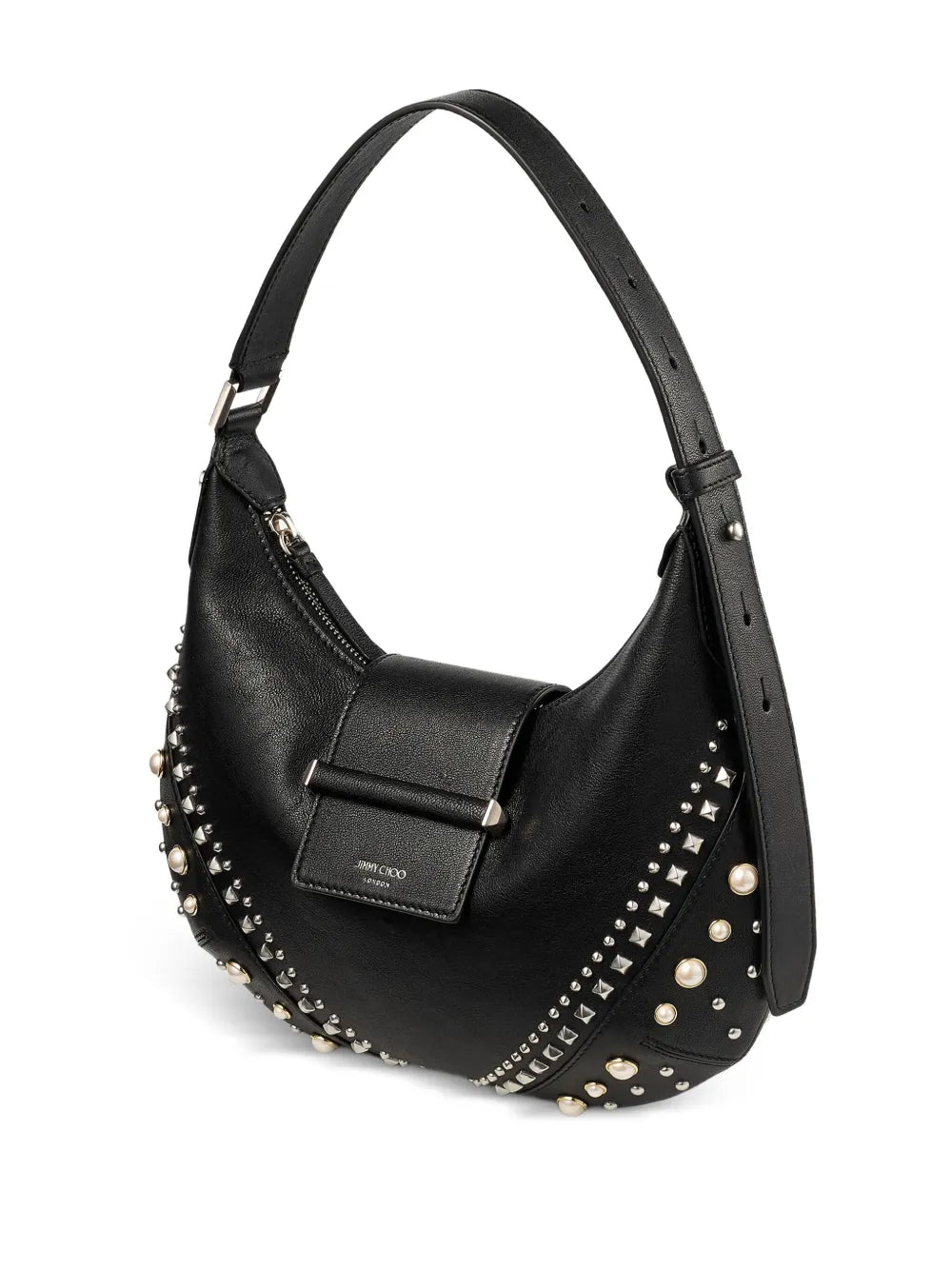 Jimmy Choo Small Bar Hobo Studded Pearl Shoulder Bag — Same as shown — Size One Size — Back View