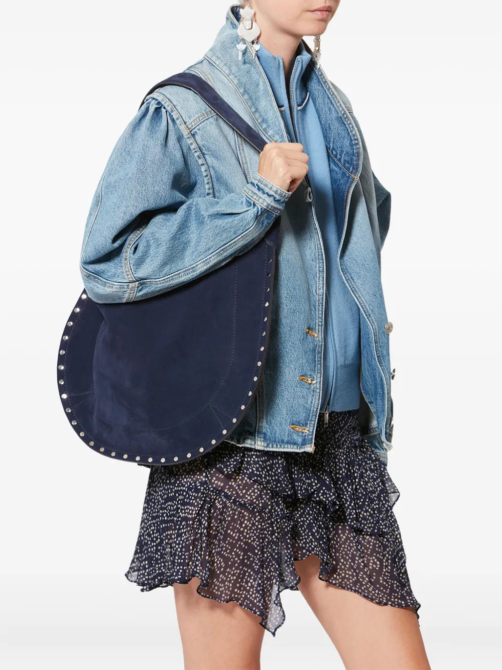 Isabel Marant Oskan Soft Studded Shoulder Bag — Same as shown — Size One Size — Side View