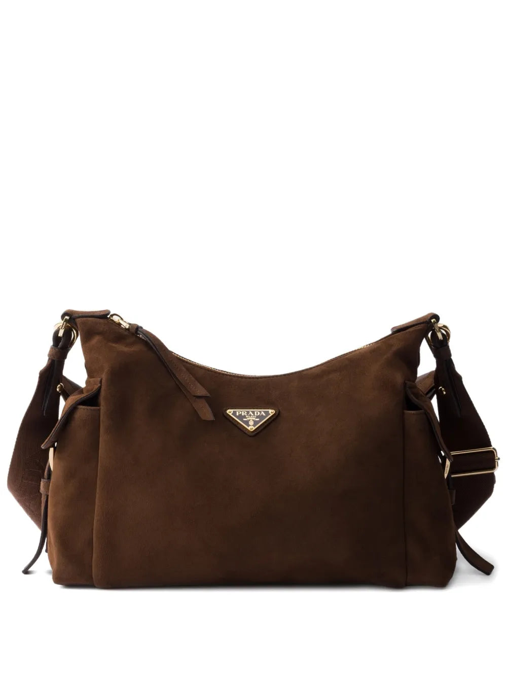 Prada Large Explore Suede Leather Shoulder Bag — Same as shown — Size One Size — Front View