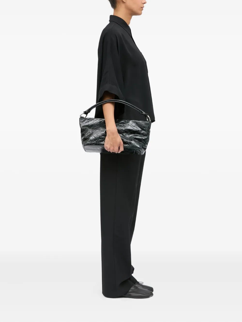 Mm6 Maison Margiela Textured Top Handle Shoulder Bag — Same as shown — Size One Size — Side View