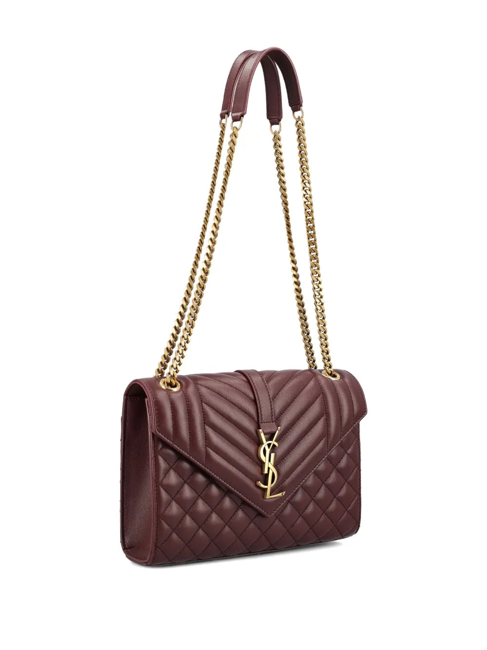 Saint Laurent Matelasse Logo Envelope Shoulder Bag — Same as shown — Size One Size — Back View