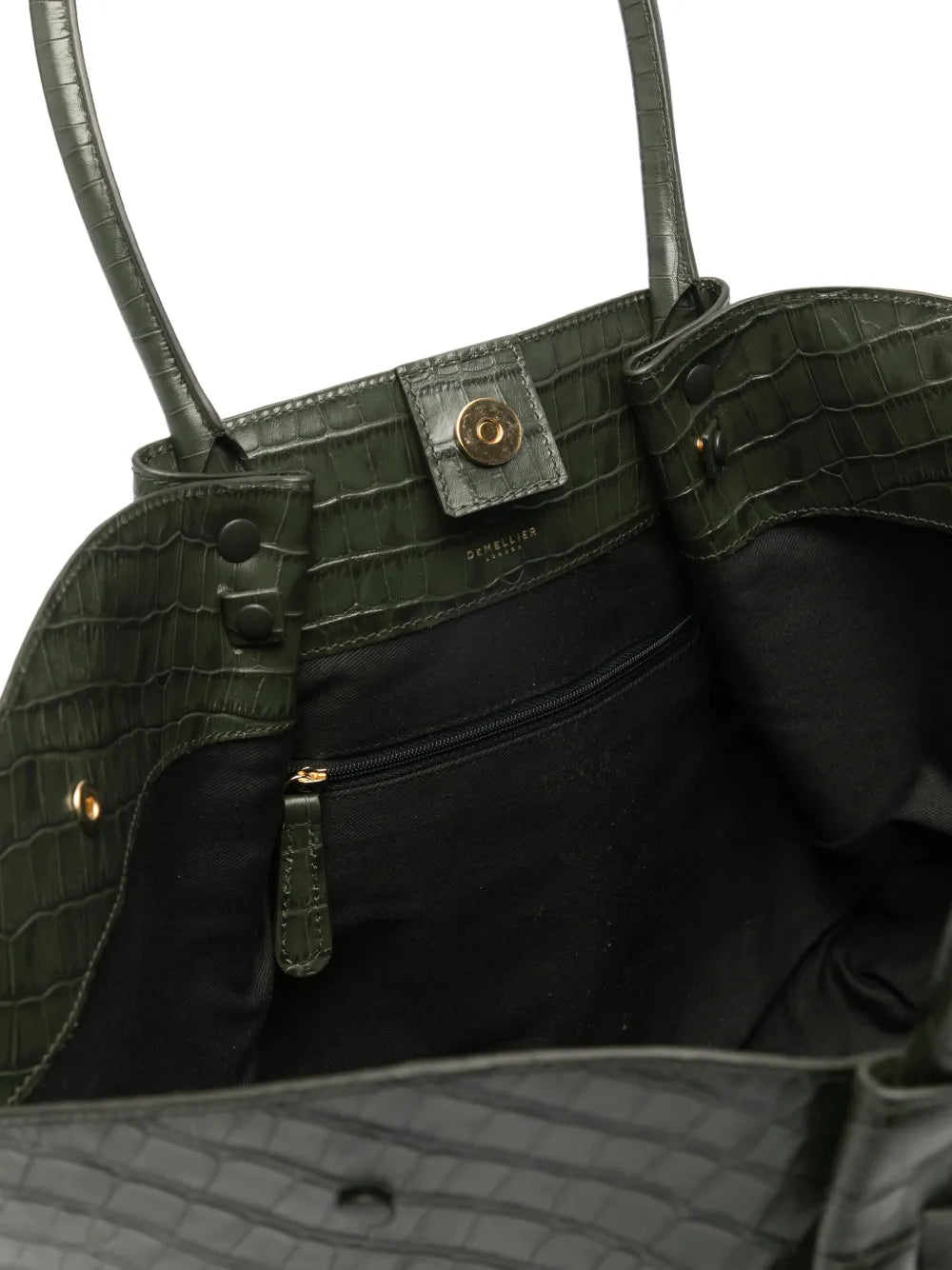Demellier Crocodile Embossed Leather Shoulder Bag — Same as shown — Size One Size — Detail View