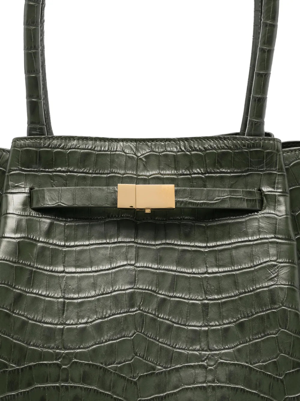Demellier Crocodile Embossed Leather Shoulder Bag — Same as shown — Size One Size — Top View