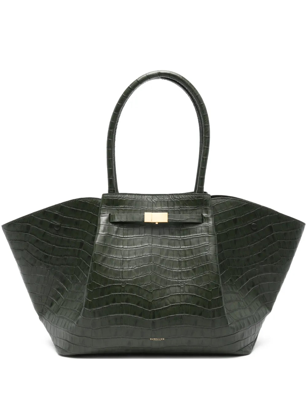 Demellier Crocodile Embossed Leather Shoulder Bag — Same as shown — Size One Size — Front View