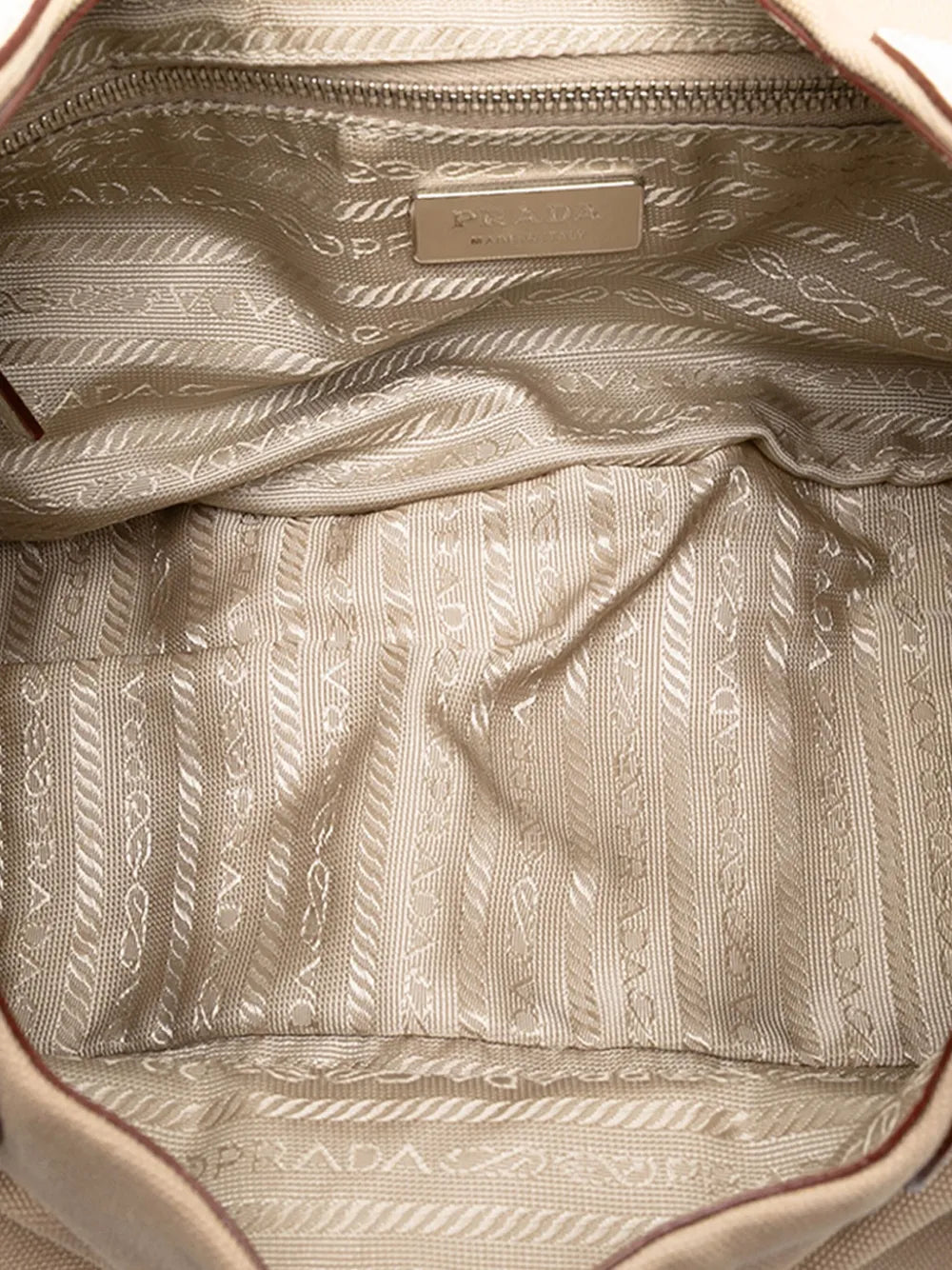 Prada Pre Owned 2000 2025 Cinghiale Trimmed Canvas Canapa Moon Shoulder Bag — Same as shown — Size One Size — Detail View