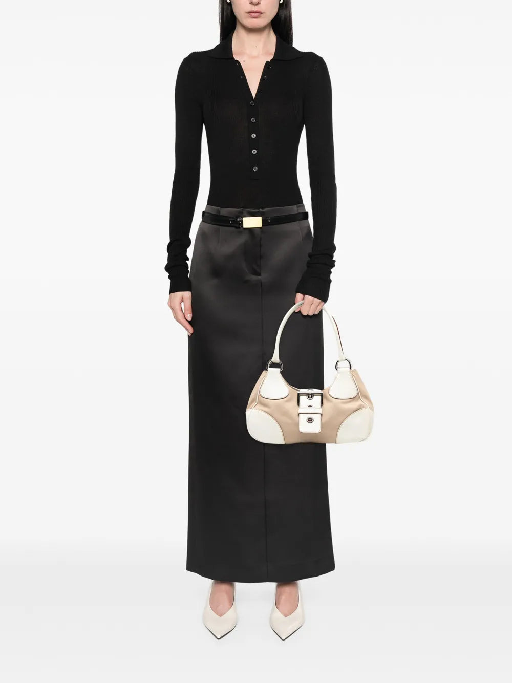Prada Pre Owned 2000 2025 Cinghiale Trimmed Canvas Canapa Moon Shoulder Bag — Same as shown — Size One Size — Side View
