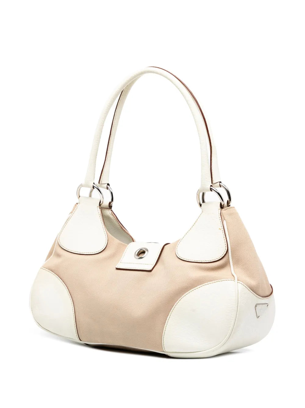Prada Pre Owned 2000 2025 Cinghiale Trimmed Canvas Canapa Moon Shoulder Bag — Same as shown — Size One Size — Back View