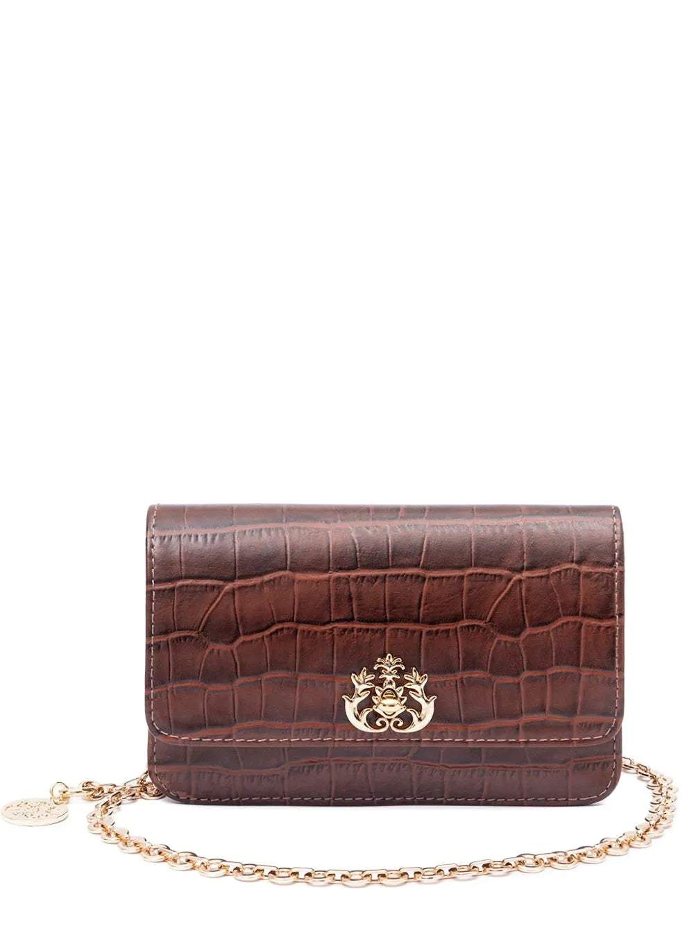 Isla Croc Embossed Chain Shoulder Bag — Same as shown — Size One Size — Front View