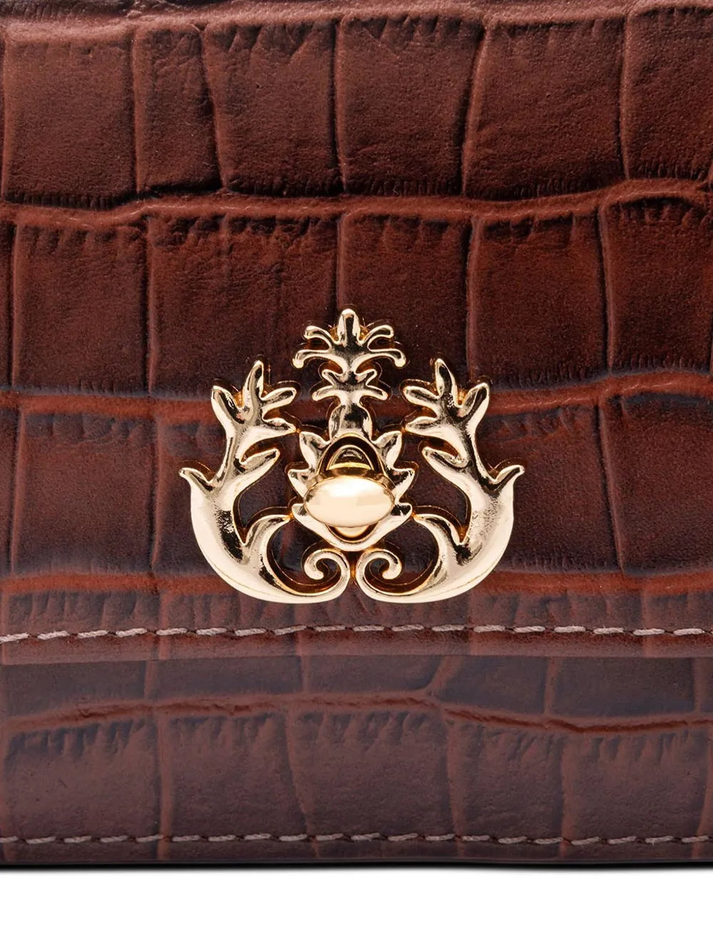 Isla Croc Embossed Chain Shoulder Bag — Same as shown — Size One Size — Top View